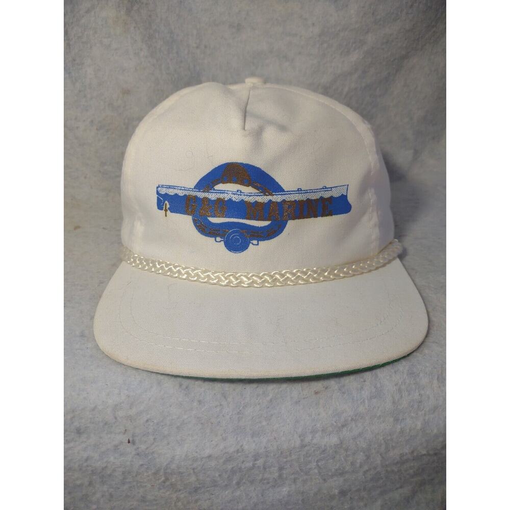G&G Marine Hat Vintage White Metal Buckle Marina Scuba Diving
